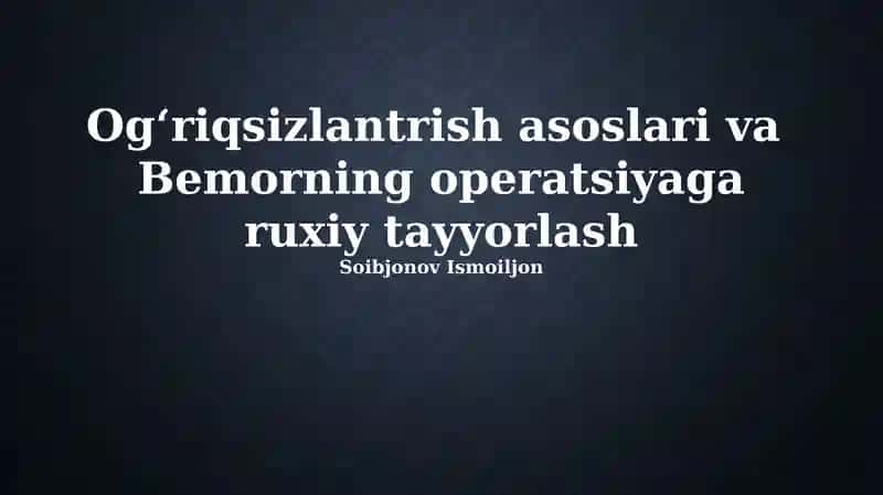 Anesteziya asoslari