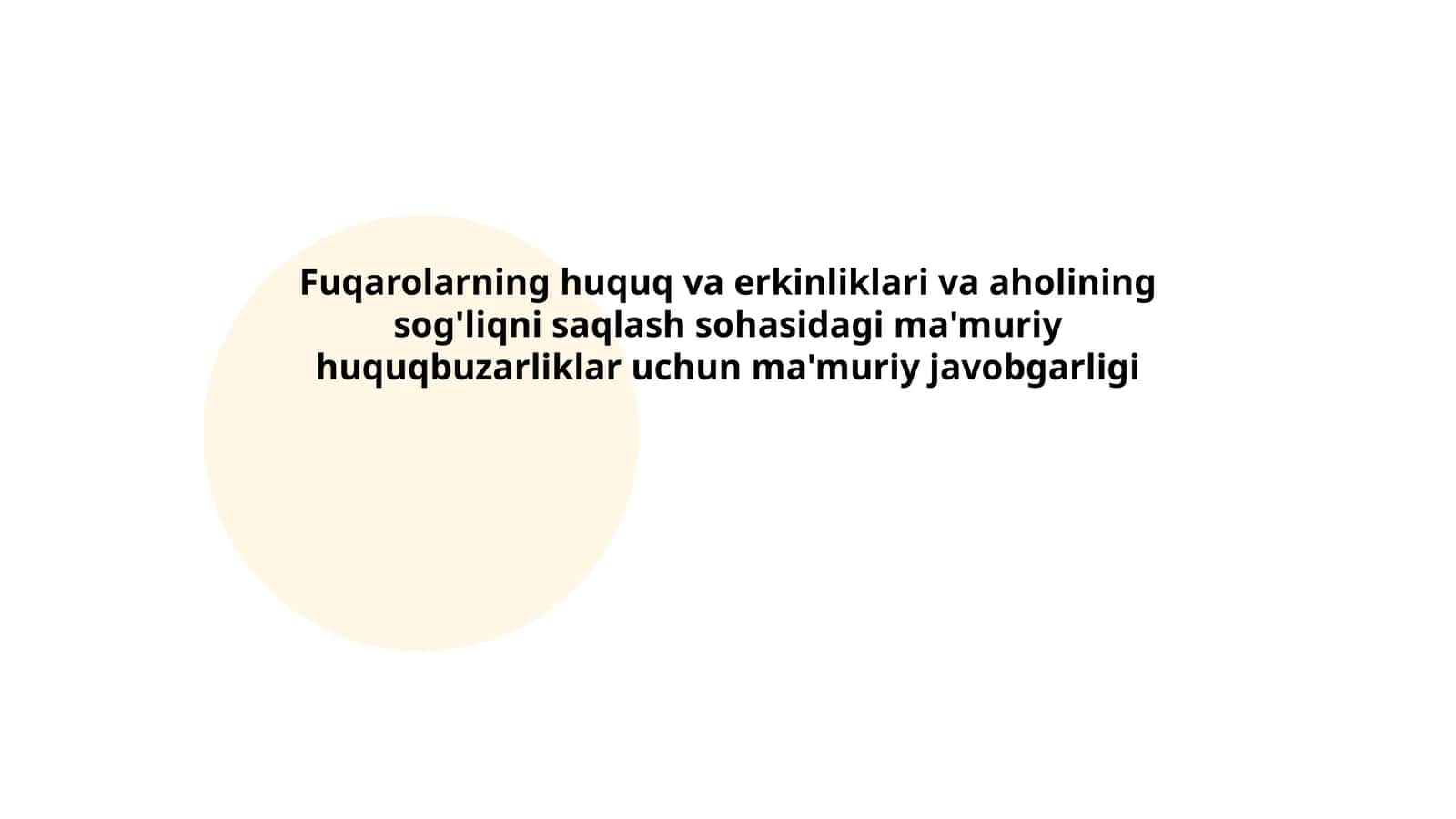 Fuqarolarning huquq va erkinliklari va aholining sog'liqni saqlash sohasidagi ma'muriy huquqbuzarliklar uchun ma'muriy javobgarligi 1