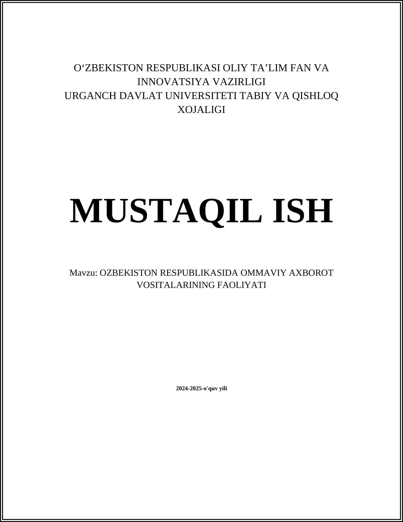 Ommaviy axborot vositalarining huquqiy maqomi 1