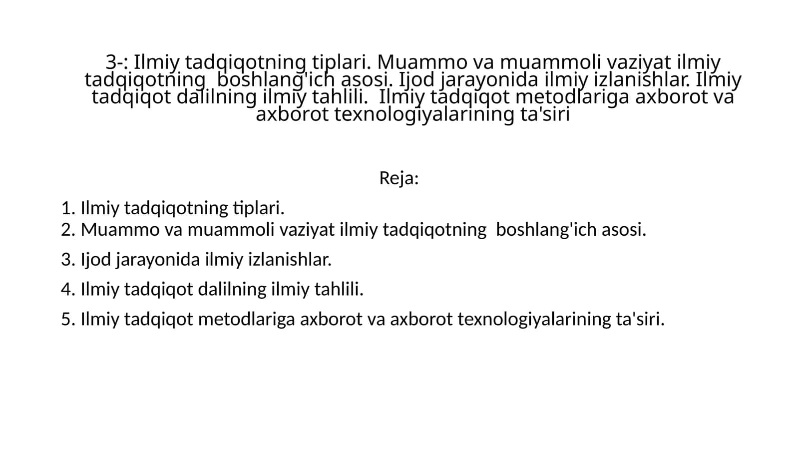 Ilmiy Tadqiqotning Tiplari 1
