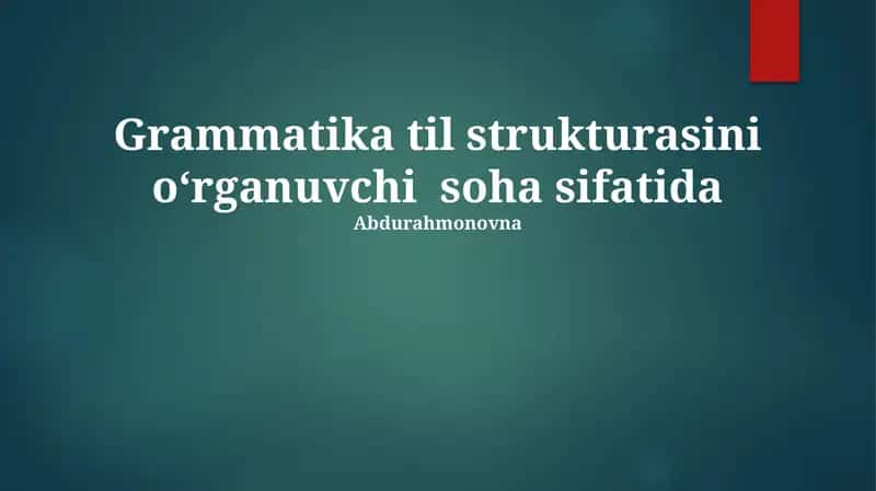 Generativ grammatika 1