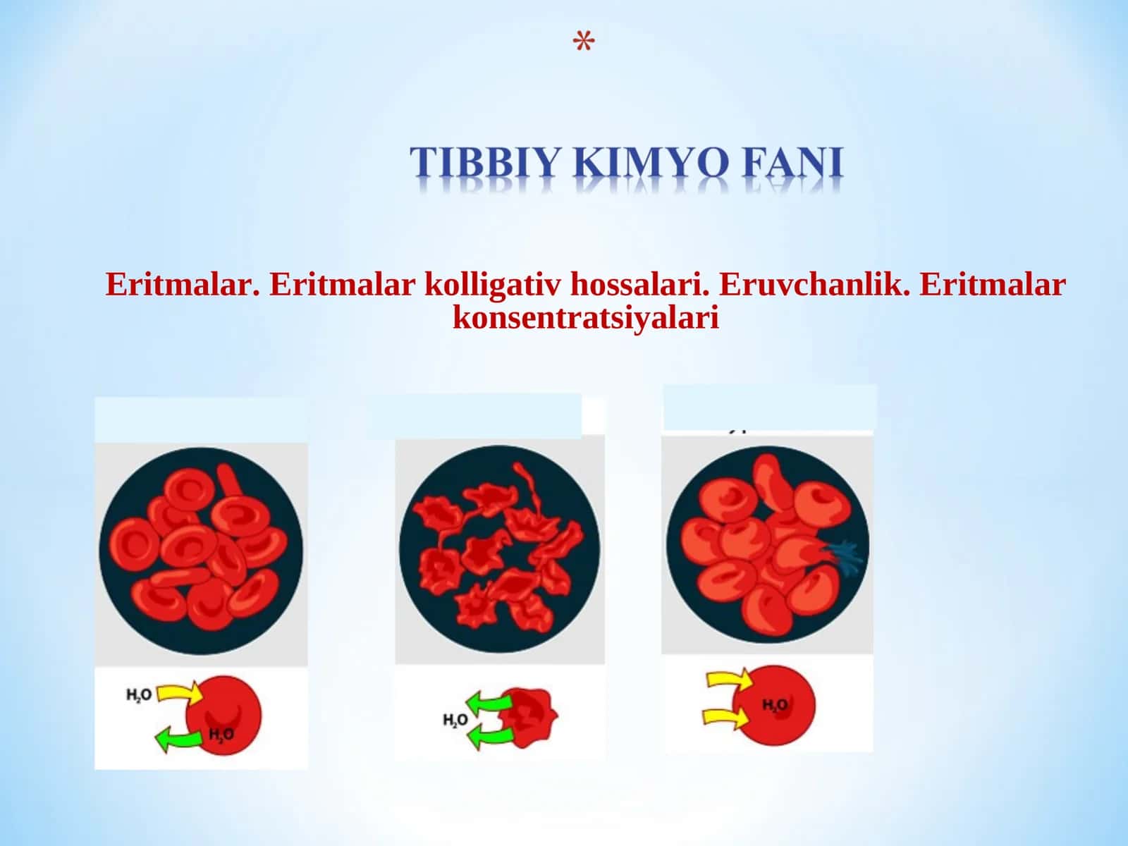 Eritmalar. Eritmalar kolligativ hossalari. Eruvchanlik. Eritmalar konsentratsiyalari 1