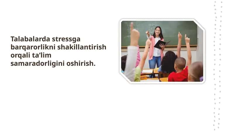 Reja: O'quvchilardastressgaqarshiturarjoyinirivojlantirishusullari 1