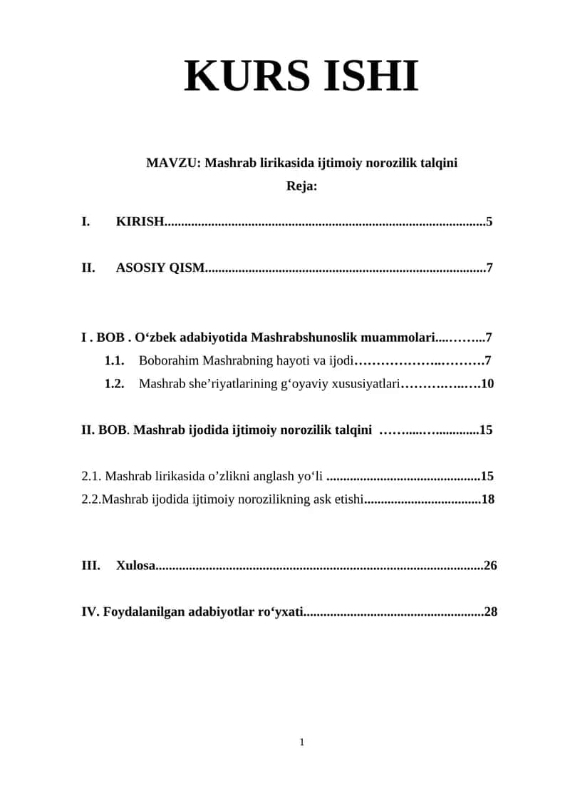 Mashrab lirikasida ijtimoiy norozilik talqini 1