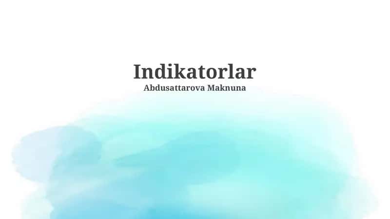 Ko'rsatkichlar 1