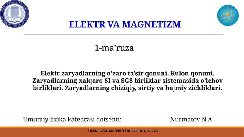 Elektr va magnetizm 1