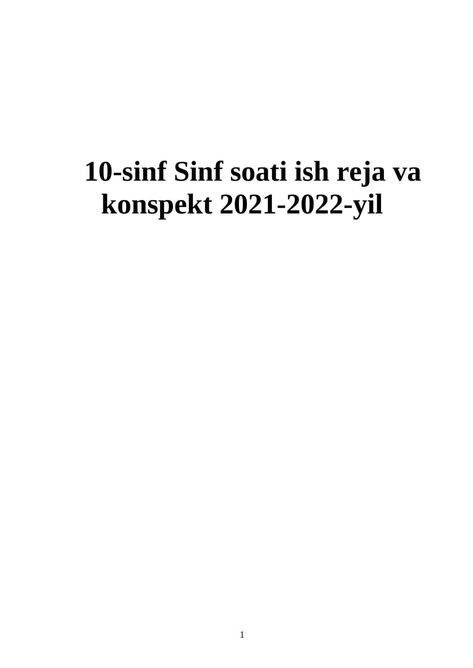 10-sinf (Sinf soati) Tarbiyaviy soat konspekti 1