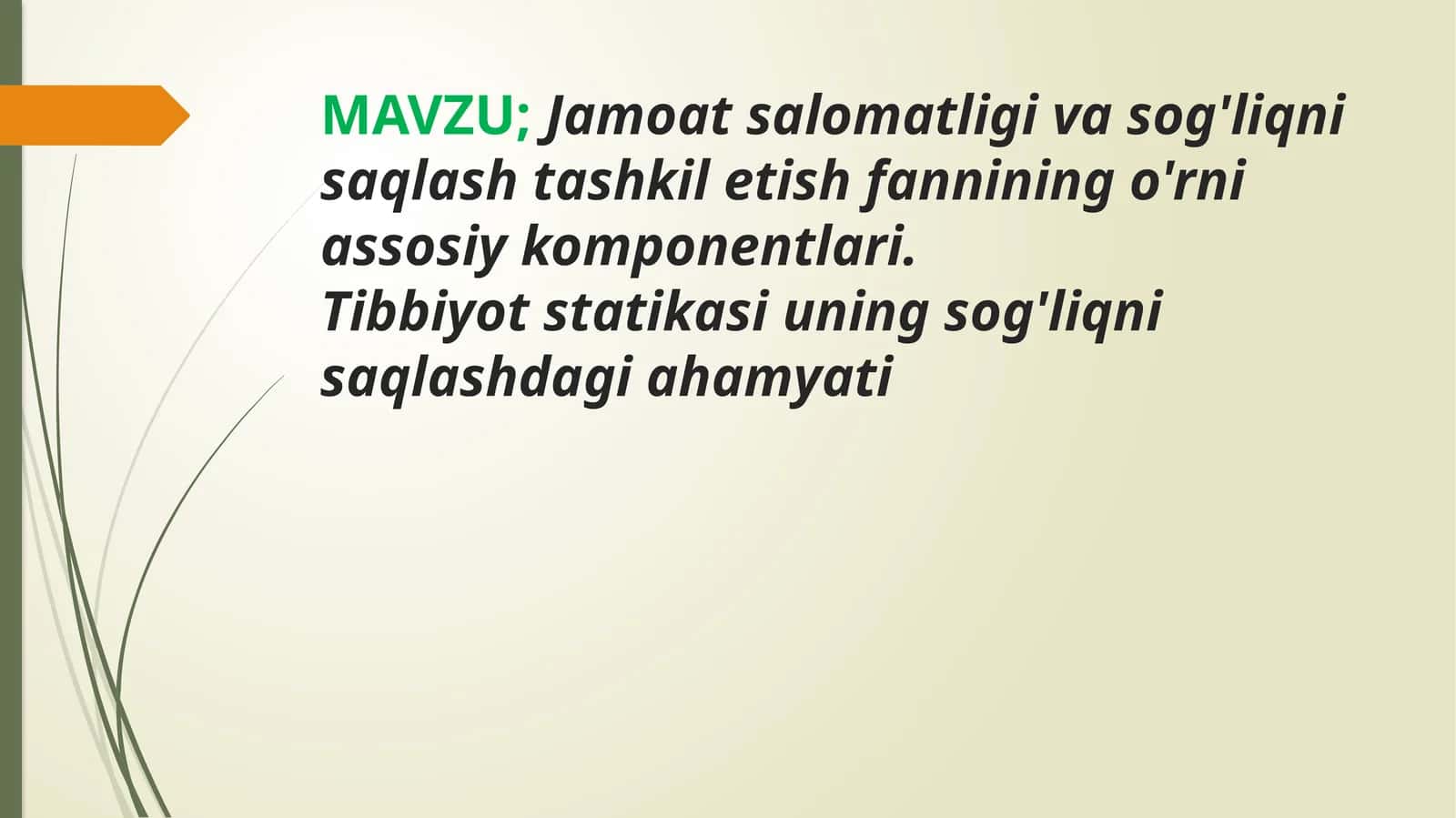 Tibbiyot statikasi uning sog'liqnisaqlashdagi ahamyati 1