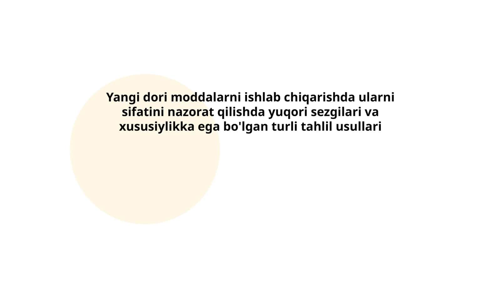 Yangi dori moddalarni ishlab chiqarishda ularni sifatini nazorat qilishda yuqori sezgilari va xususiylikka ega bo'lgan turli tahlil usullari 1