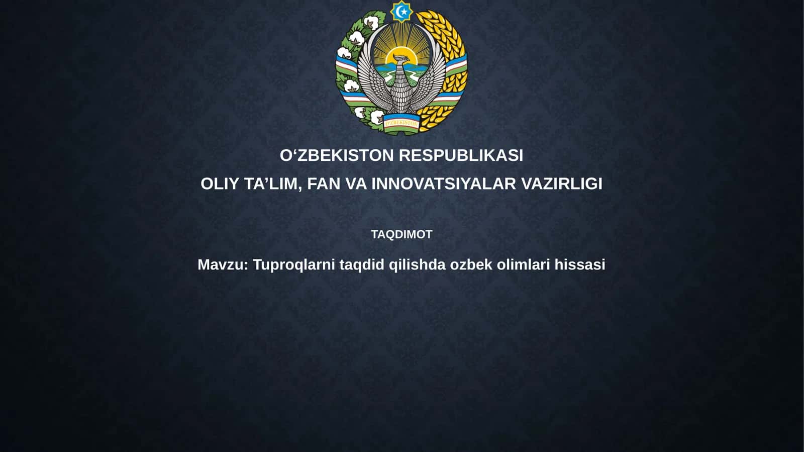 Tuproqlarni taqdim qilishda O'zbek olimlari hissasi 1