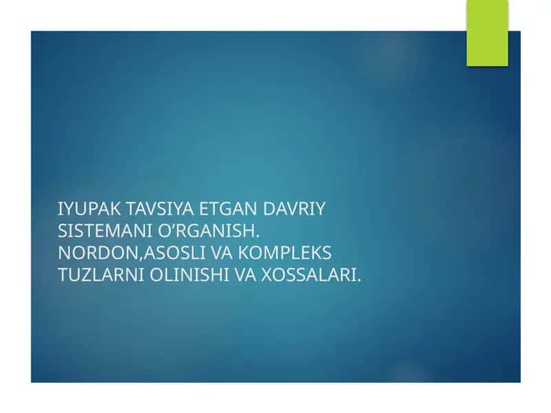 Davriy Sistemani O'rganish 1