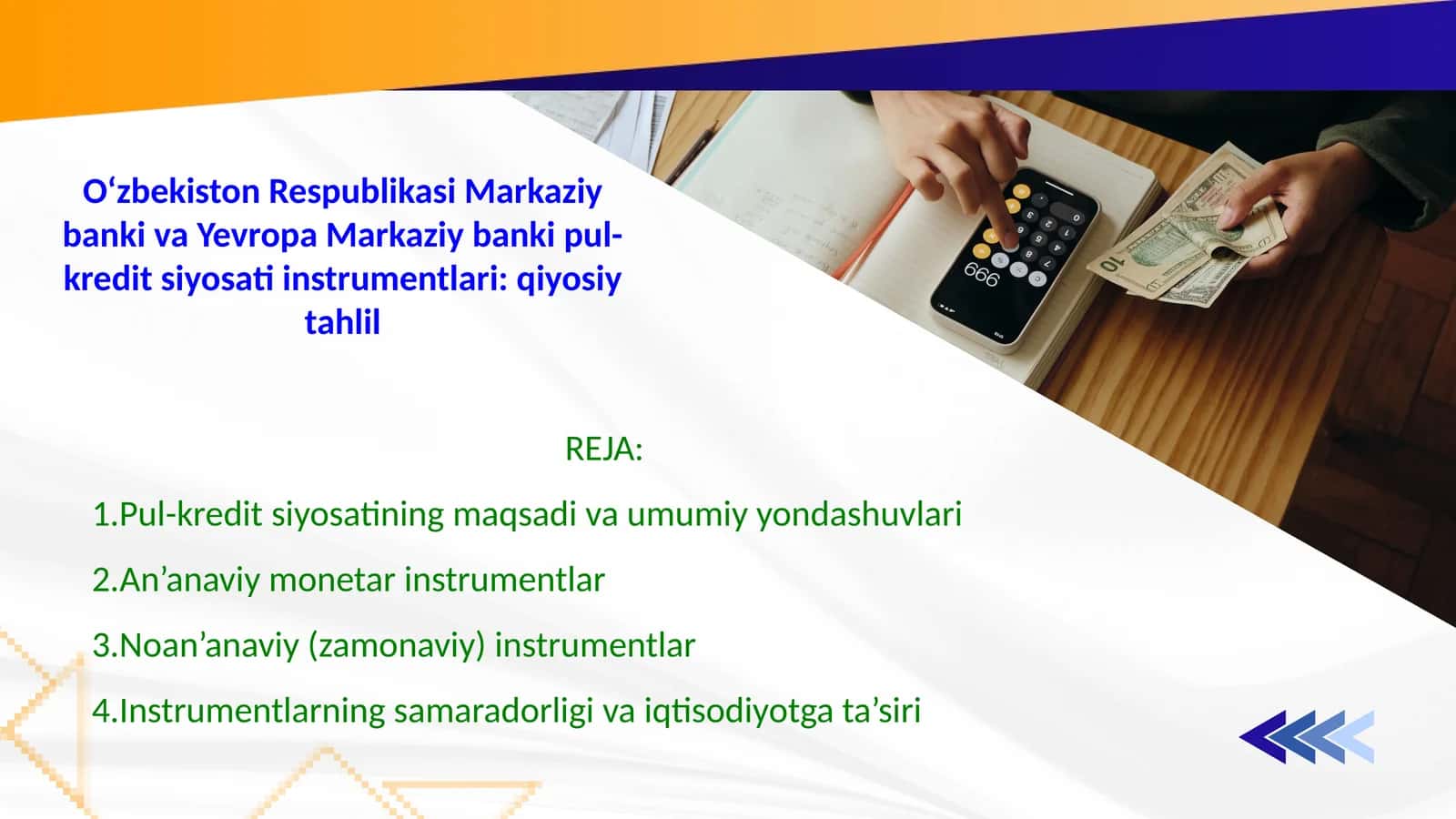 O‘zbekiston Respublikasi Markaziy banki va Yevropa Markaziy banki pul-kredit siyosati instrumentlari 1