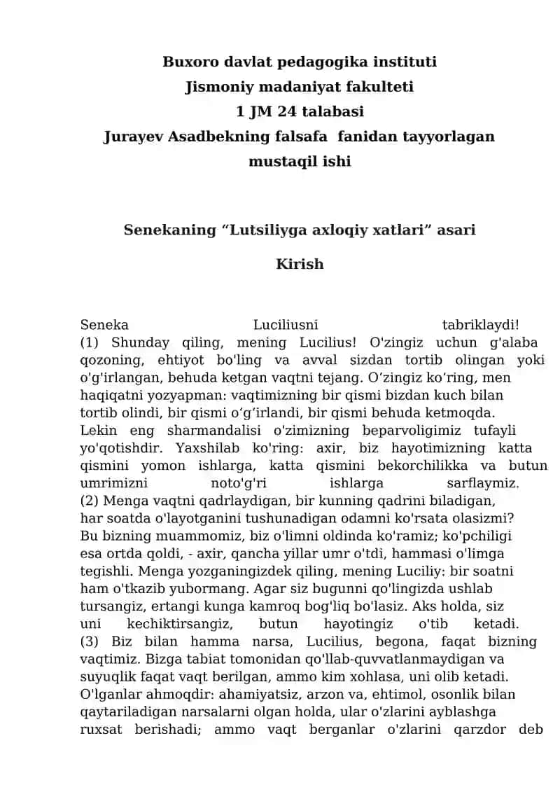 Senekaning Lutsiliyga axloqiy xatlari