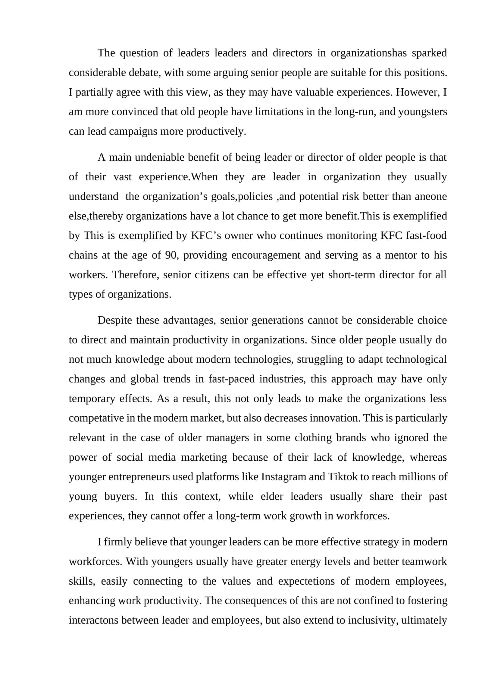 Experience of Senior Leaders in Organizations 1