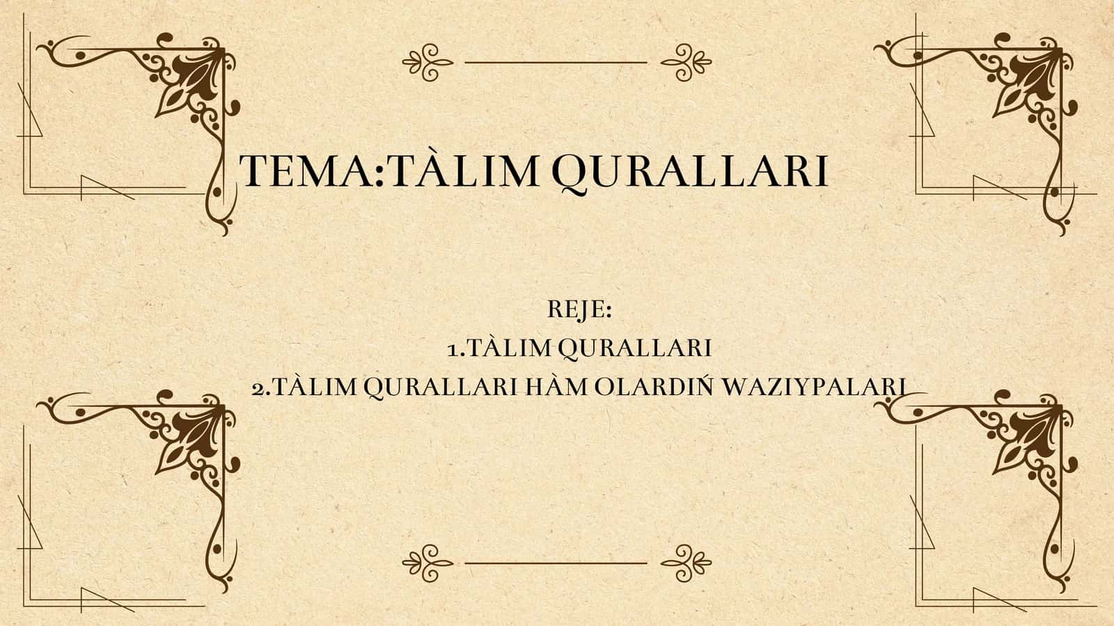 TÀLIM QURALLARI 1