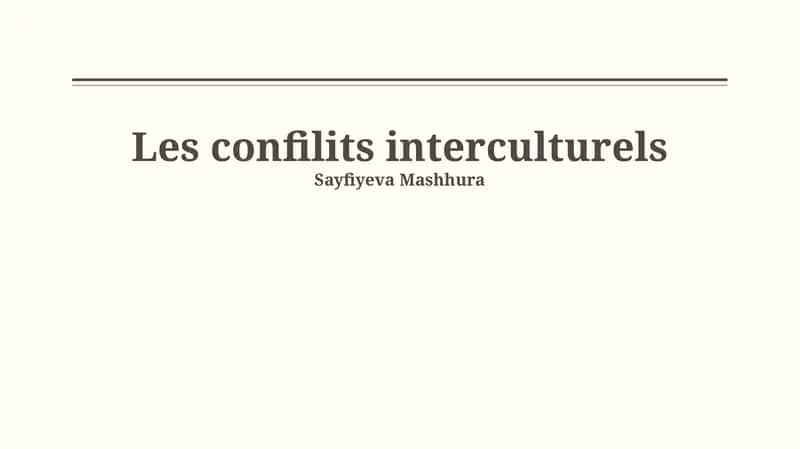 Les confilits interculturels 1