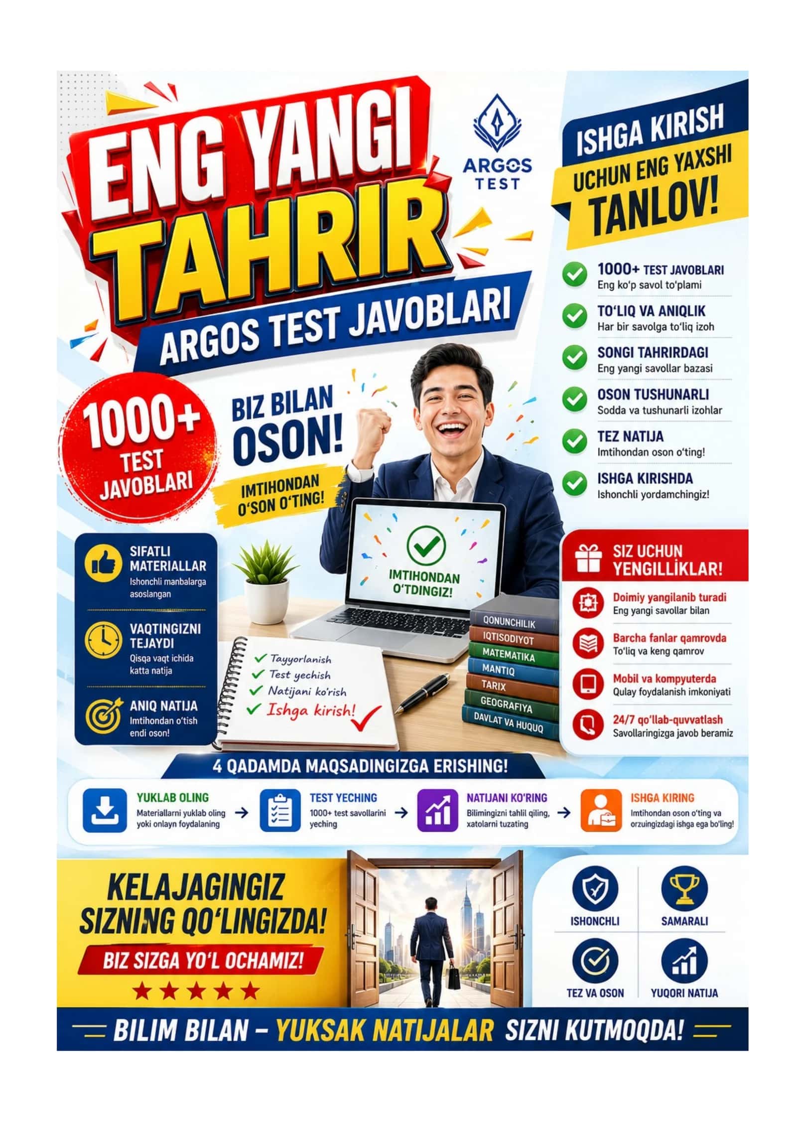 ARGOS test Argos 1000 talik test, javoblari bilan. Davlat xizmatchisi YANGI TAHRIR 1