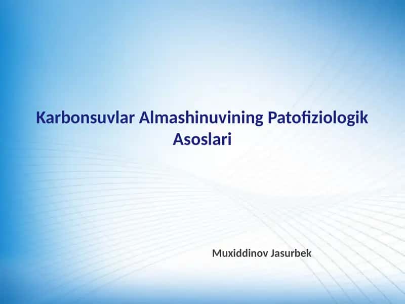 Karbonsuvlar Almashinuvining Patofiziologik Asoslari 1