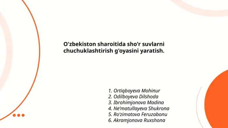 Sho'r Suvlarni Chuchuklashtirish G'oyasi 1