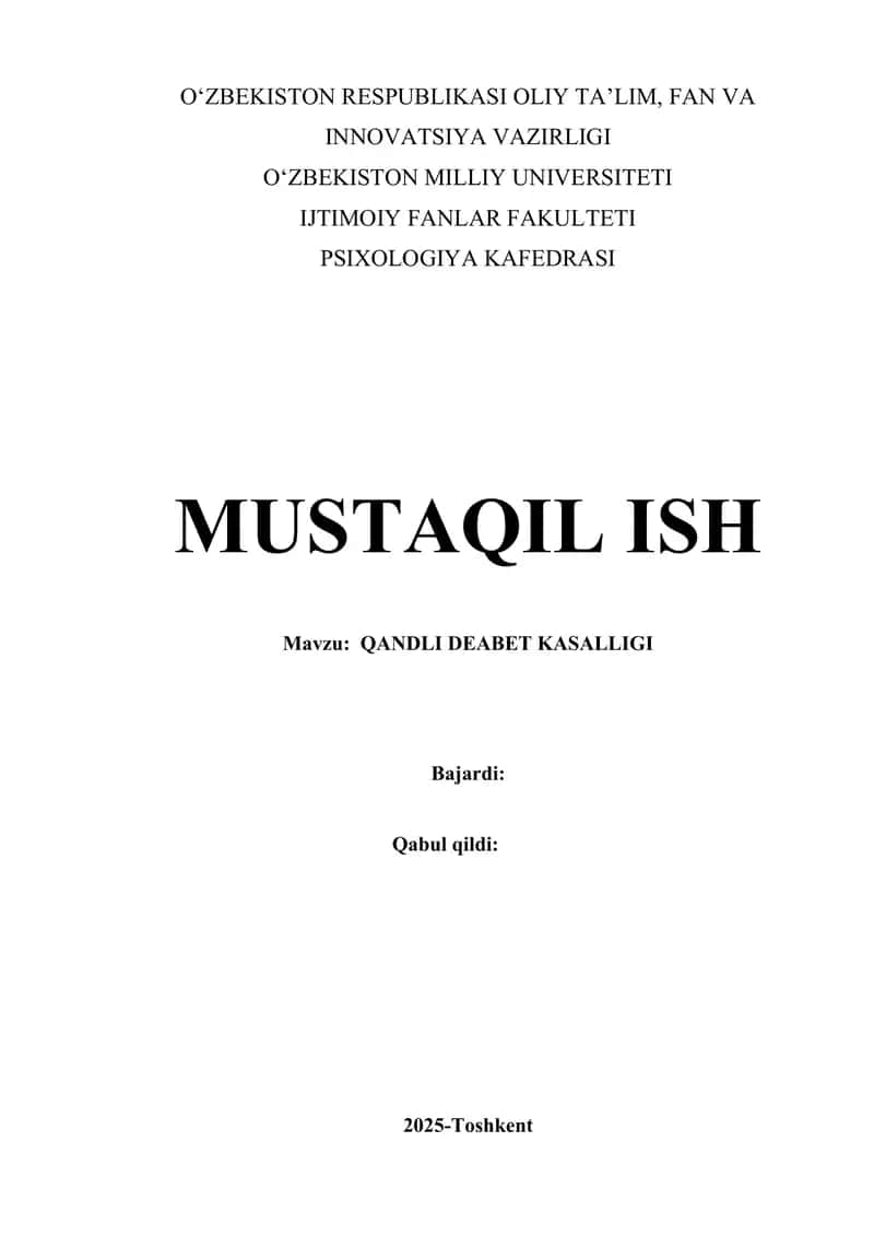 QANDLI DEABET KASALLIGI 1