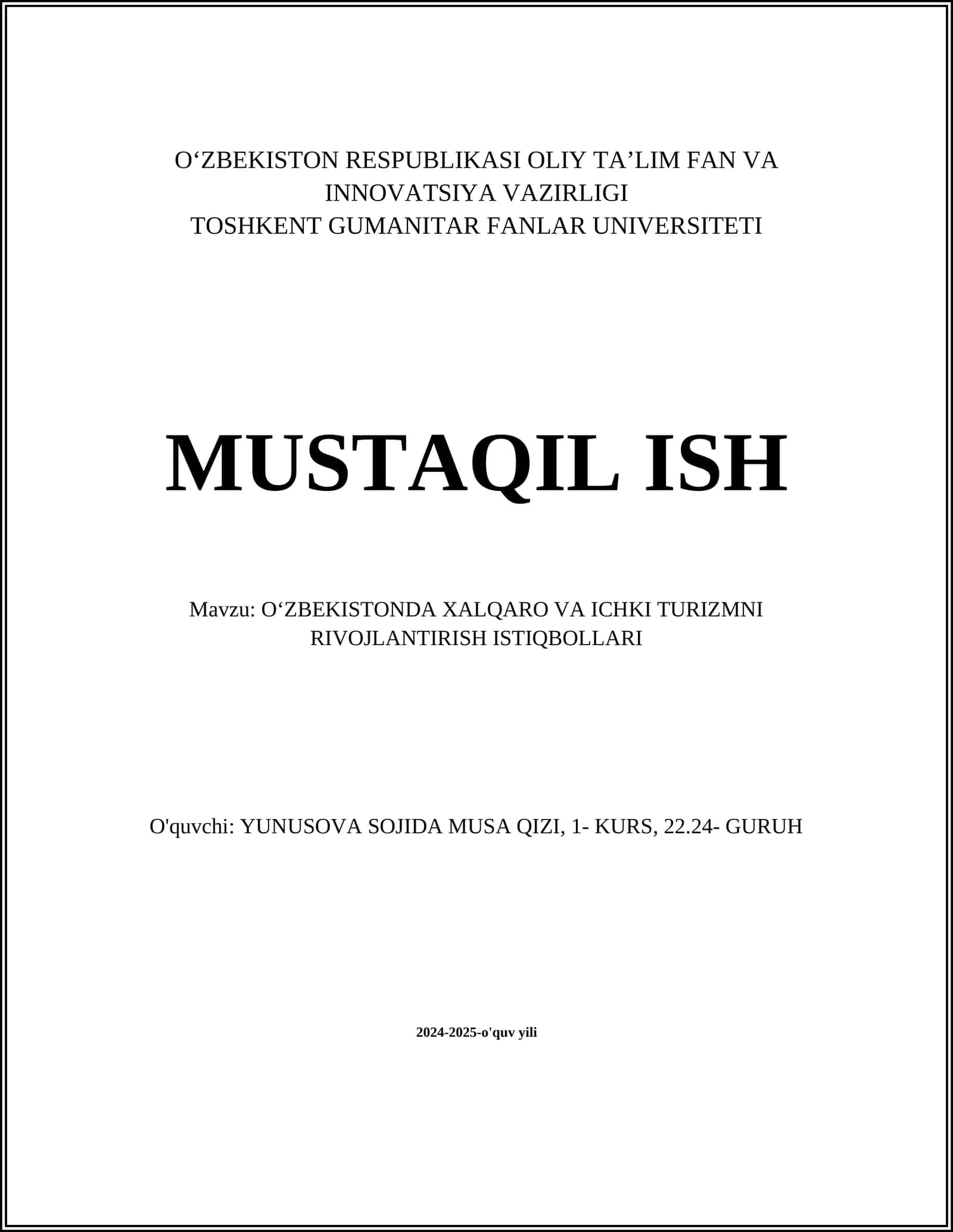 O'zbekistonda Xalqaro va Ichki Turizmni Rivojlantirish Istiqbollari 1