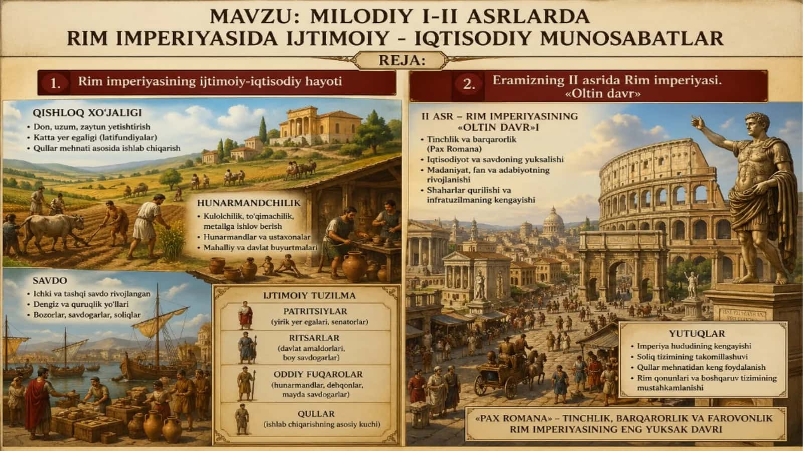 Milodiy I-II asrlarda Rim imperiyasida ijtimoiy- iqtisodiy munosabatlar 1