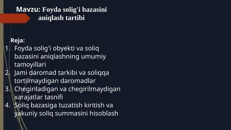 Foyda solig'i bazasini aniqlash tartibi 1