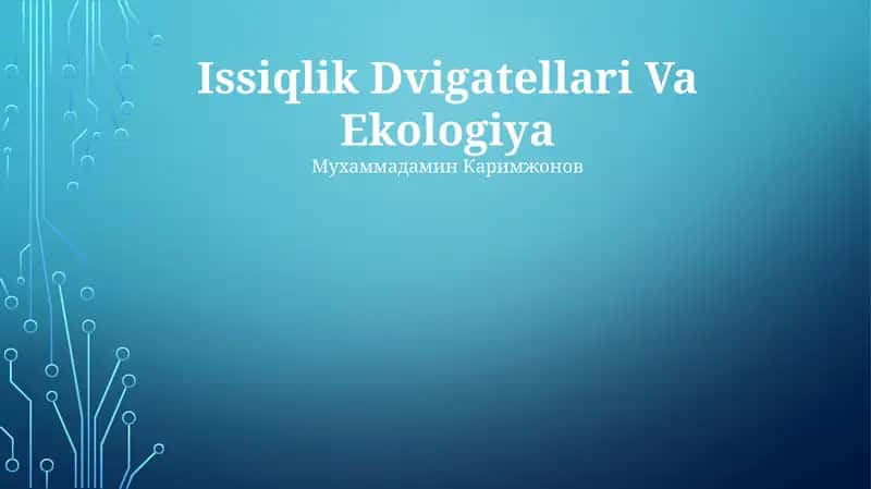 Issiqlik Dvigatellari Va Ekologiya 1