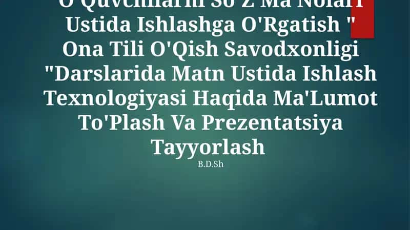 Ona Tili O'Qish Savodxonligi 1