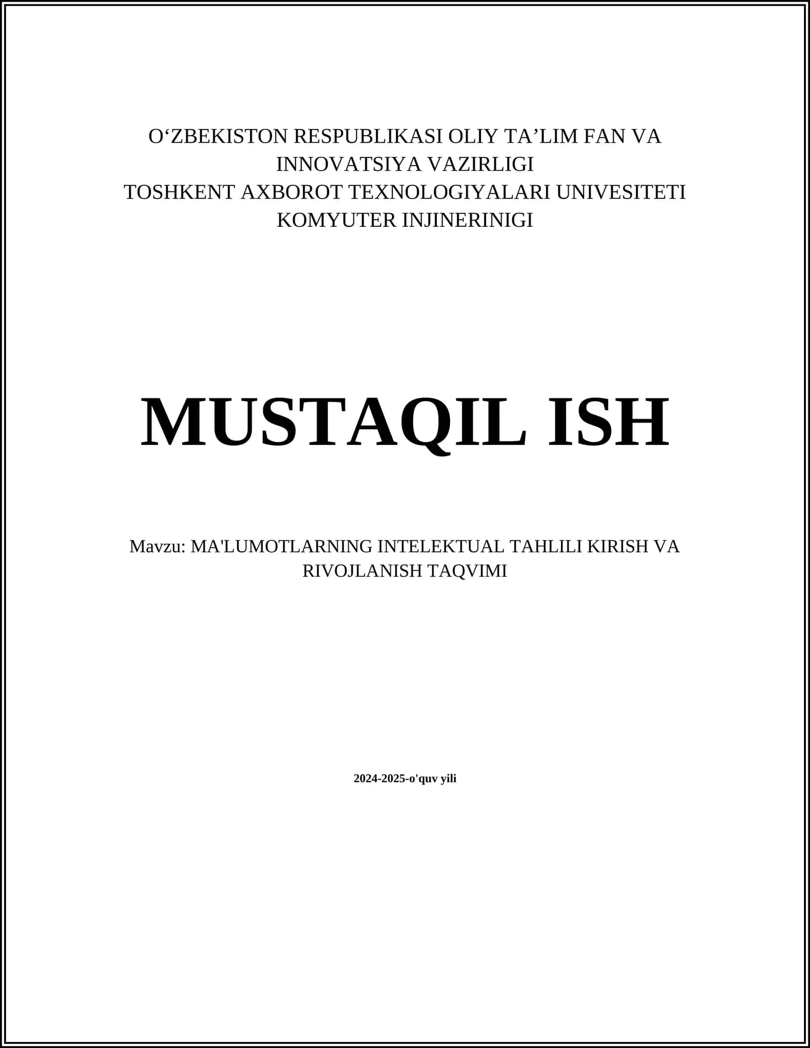 MA'LUMOTLARNING INTELEKTUAL TAHLILI 1