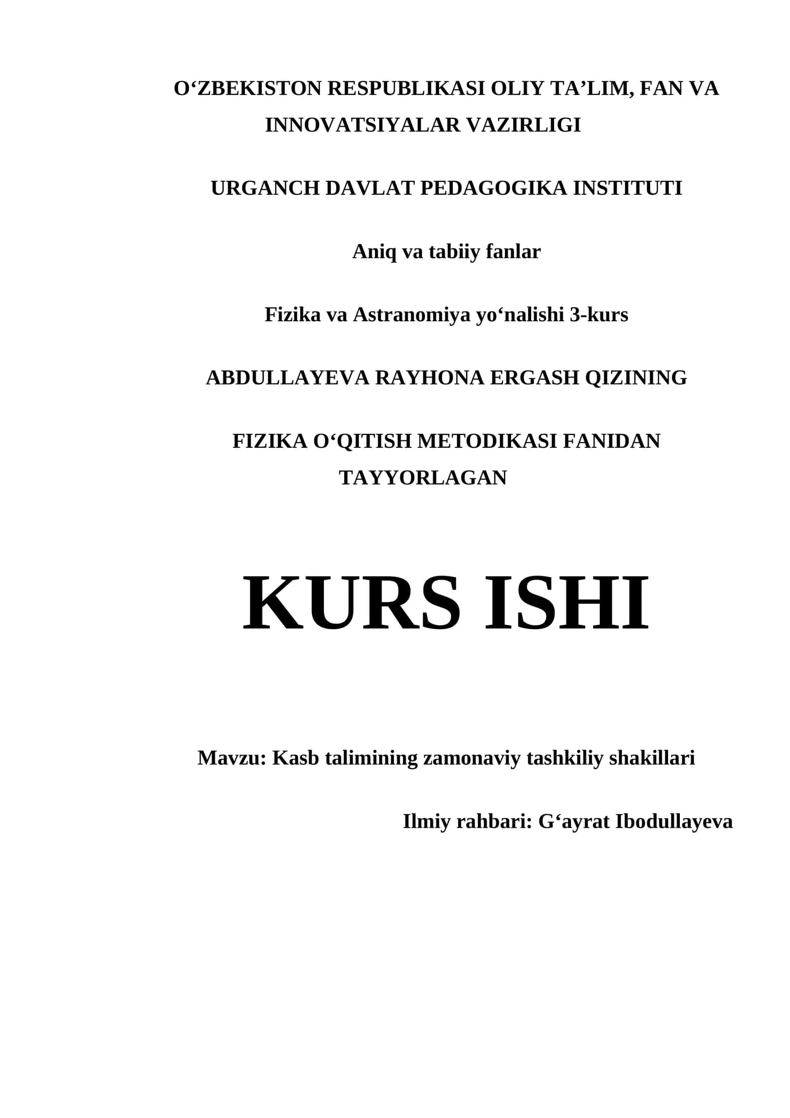 Kasb talimining zamonaviy tashkiliy shakillari 1