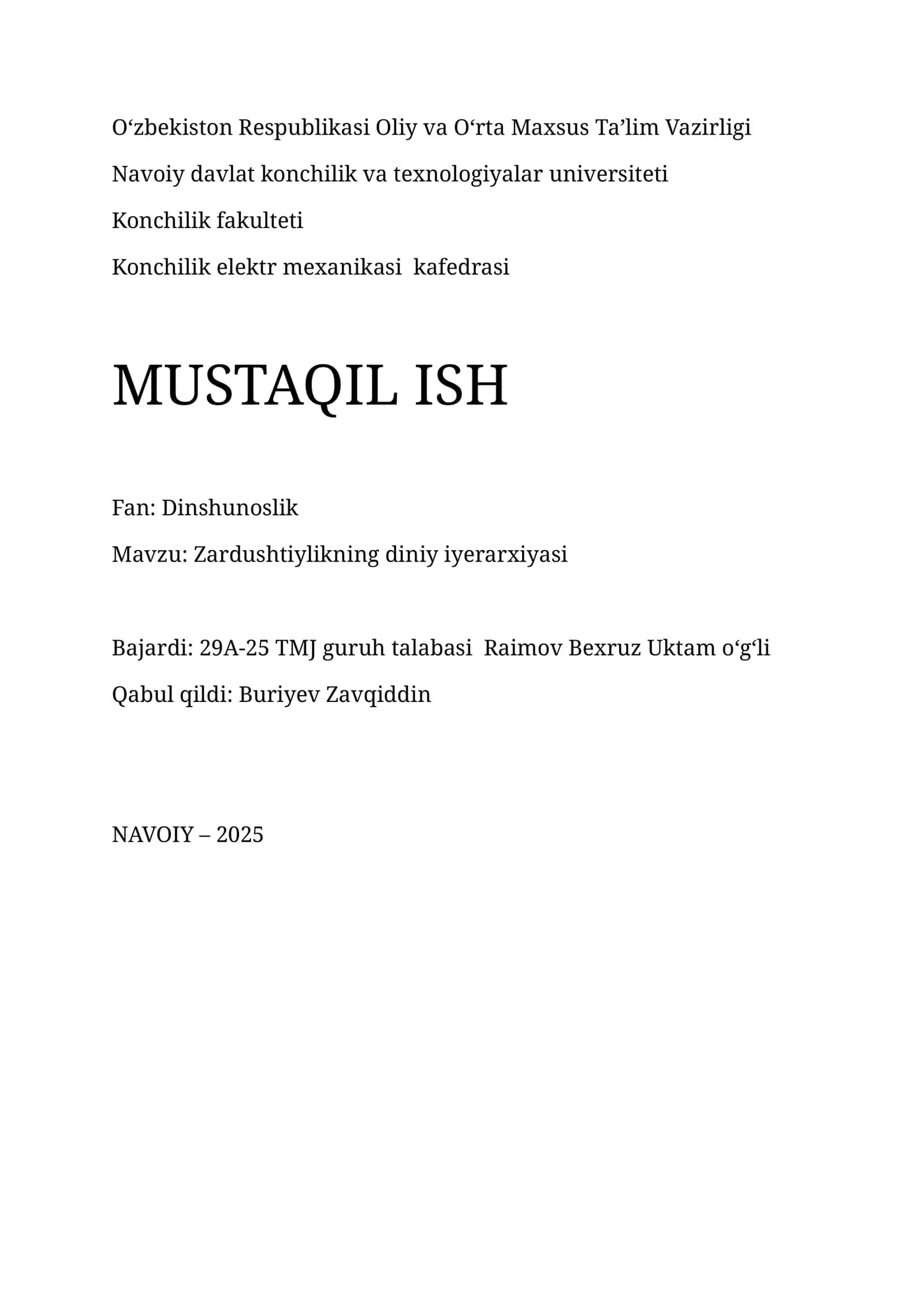 Zardushtiylikning diniy iyerarxiyasi 1