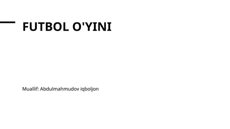 Futbol o'yini 1