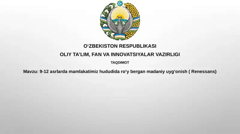O‘zbekiston Respublikasi Tаʼlim, Fan va Innovatsiyalar Vаzirligi Taqdimot 1