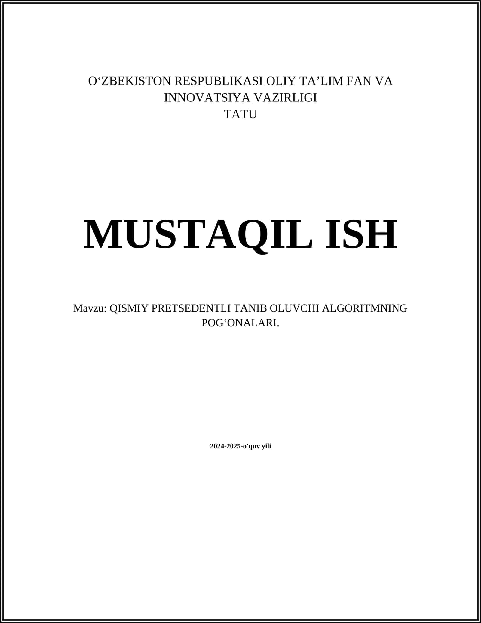 QISMIY PRETSEDENTLI TANIB OLUVCHI ALGORITMNING POGʻONALARI 1