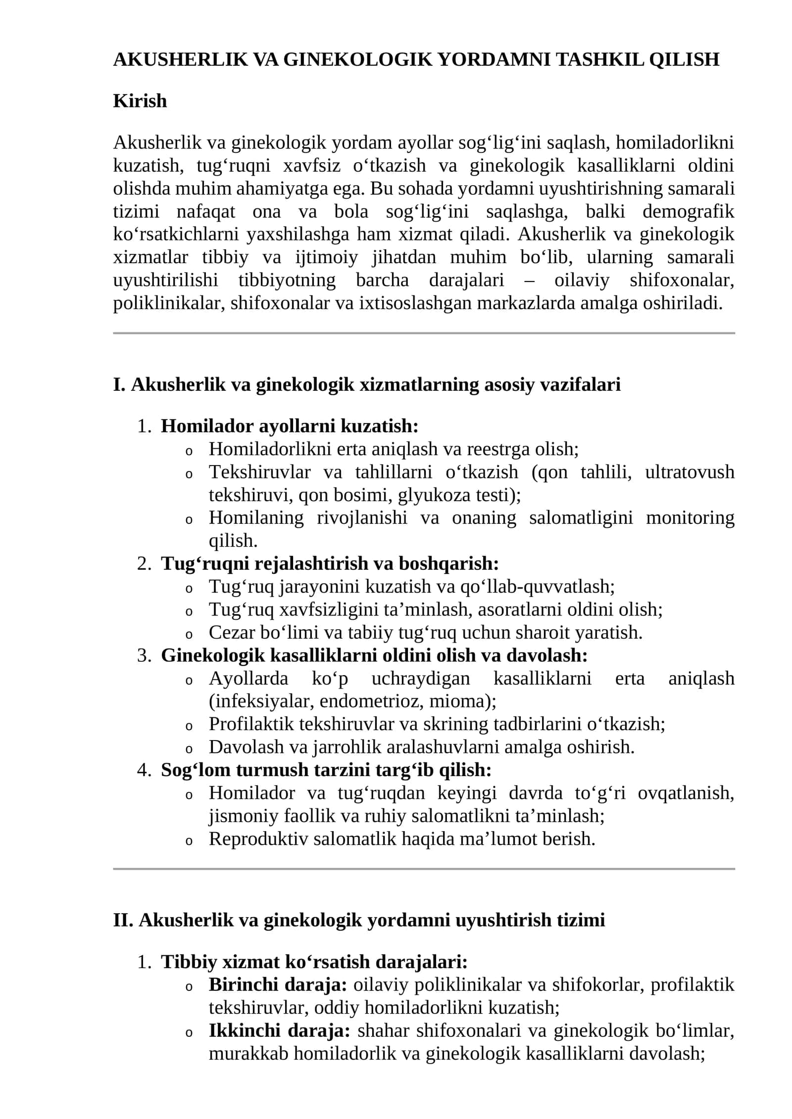 AKUSHERLIK VA GINEKOLOGIK YORDAMNI TASHKIL QILISH 1