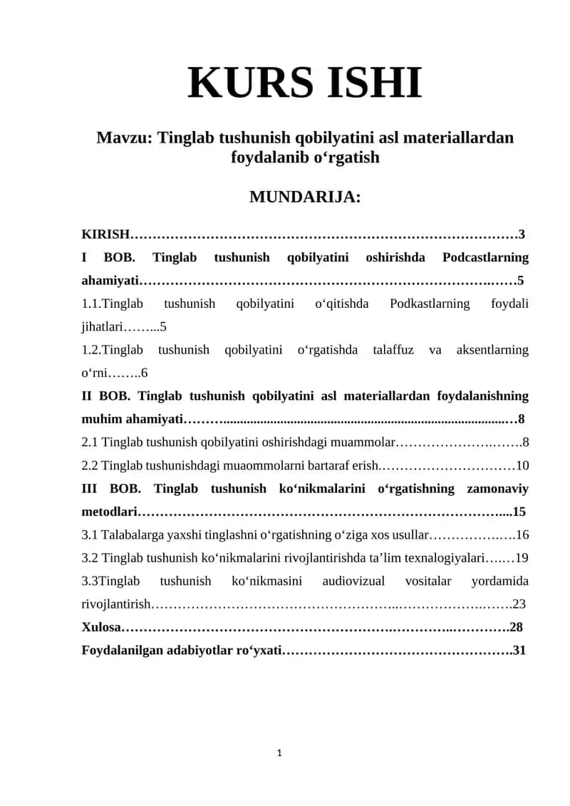 Tinglab tushunish qobilyatini asl materiallardan foydalanib o‘rgatish 1