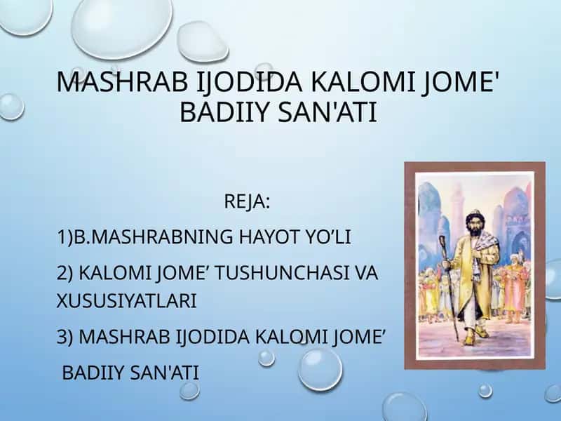 Mashrab ijodida kalomijome' badiiy san'ati 1