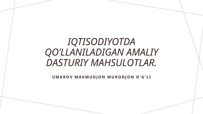 Iqtisodiy tahlil dasturlari 1