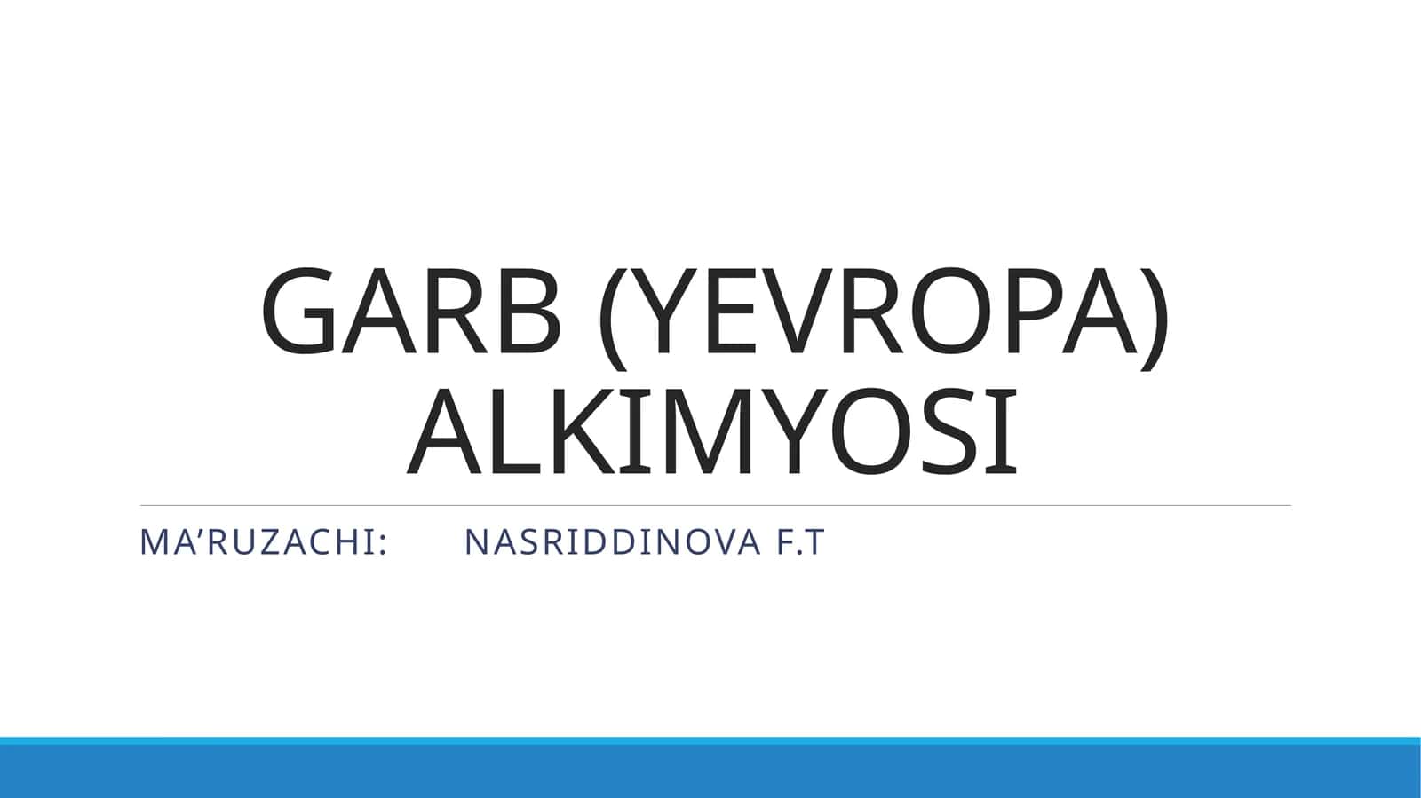 GARB (YEVROPA) ALKIMYOSI 1