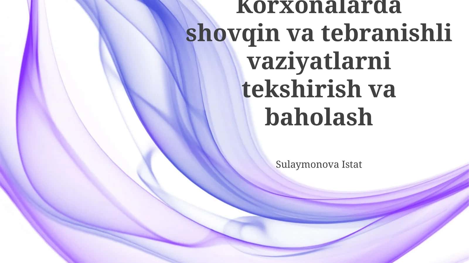 Shovqin va tebranishli vaziyatlarni tekshirish va baholash 1