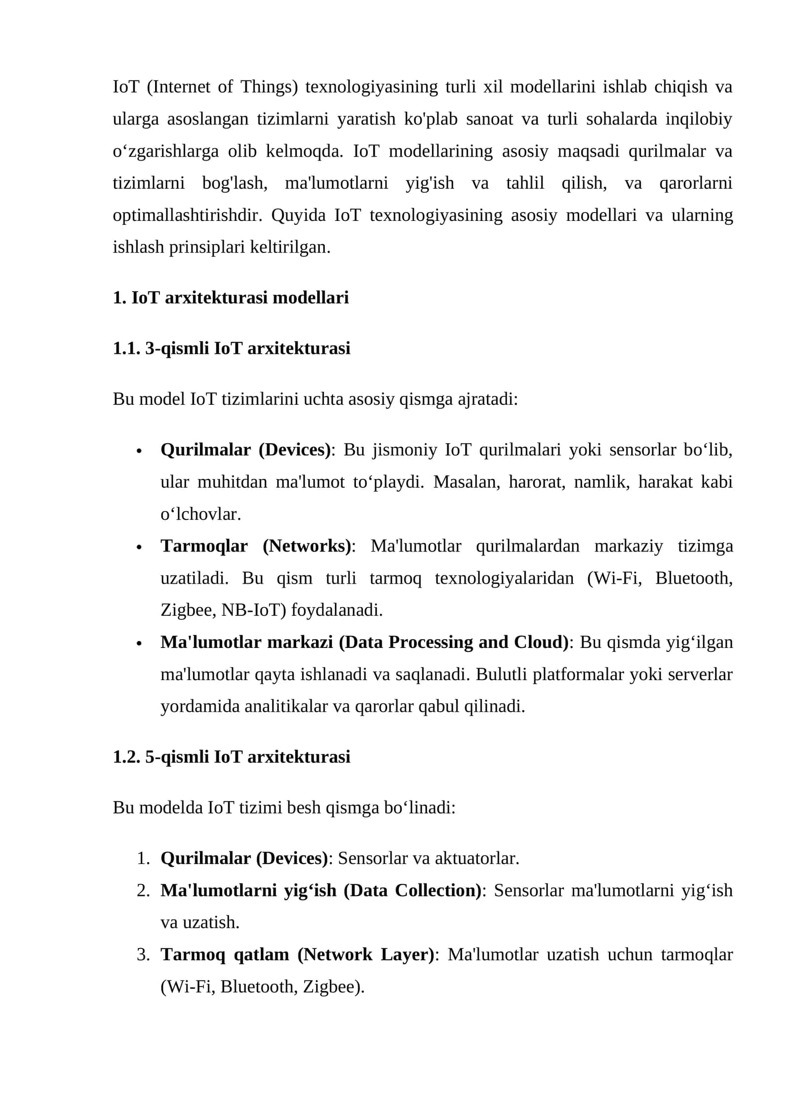 IoT Arxitekturasi Modellari 1