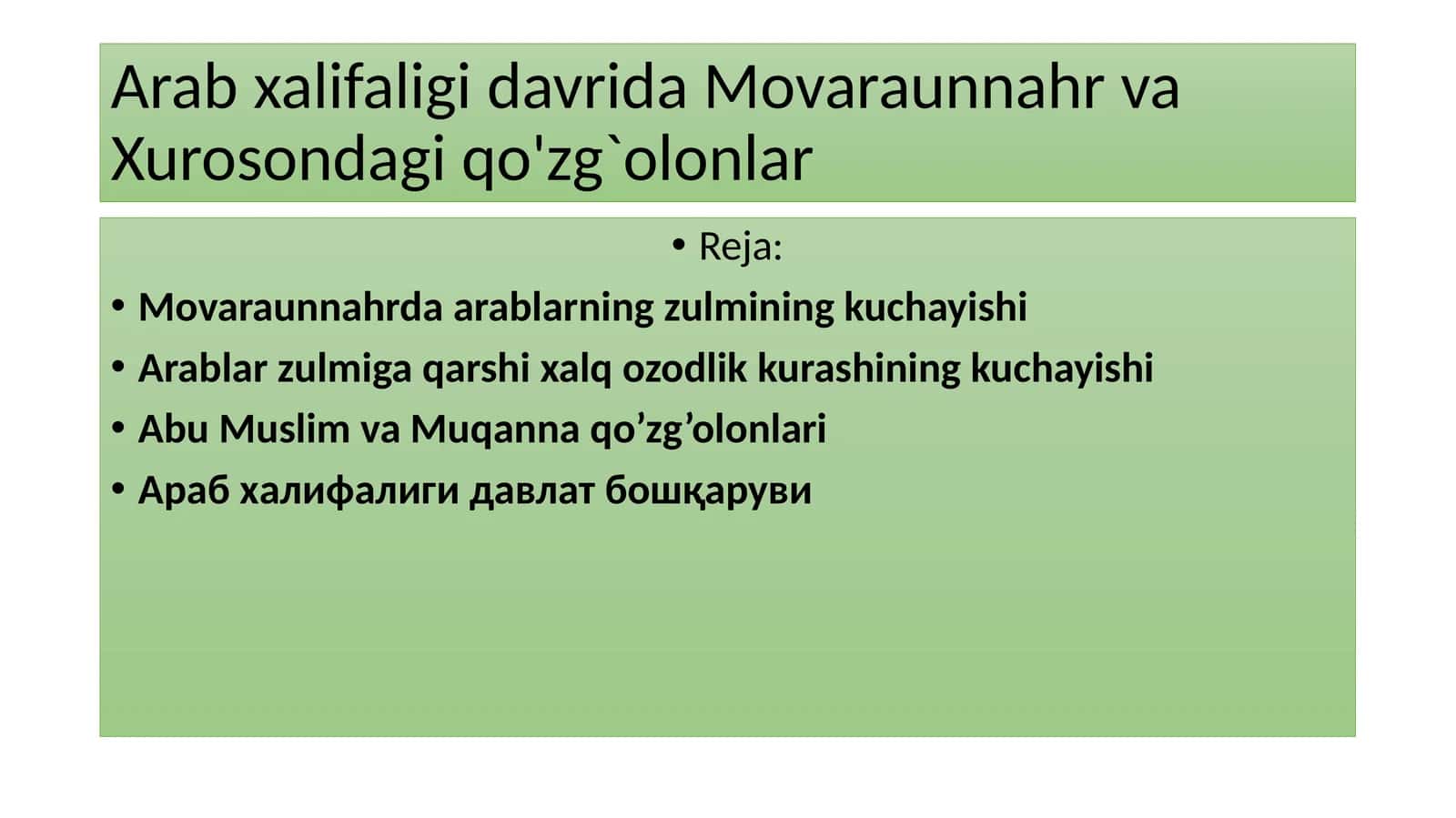ArabxalifaligidavridaMovaraunnahrvaXurosondagiqo'zg`olonlar 1