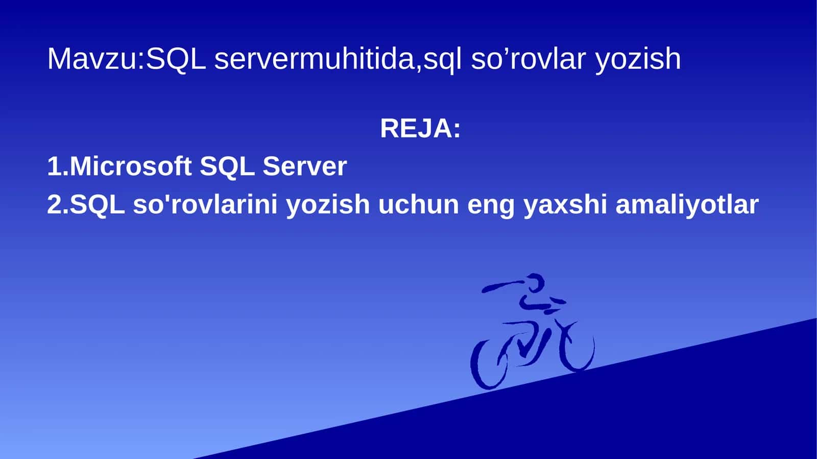 SQL servermuhitida,sql so’rovlar yozish 1
