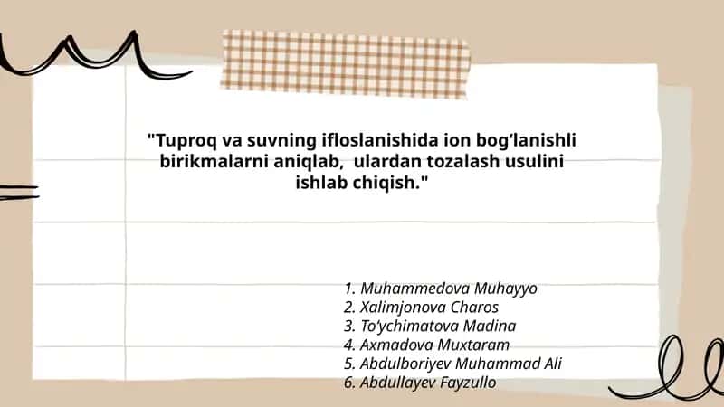 Tuproq va suvning ifloslanishida ion bog‘lanishli birikmalarni aniqlash 1