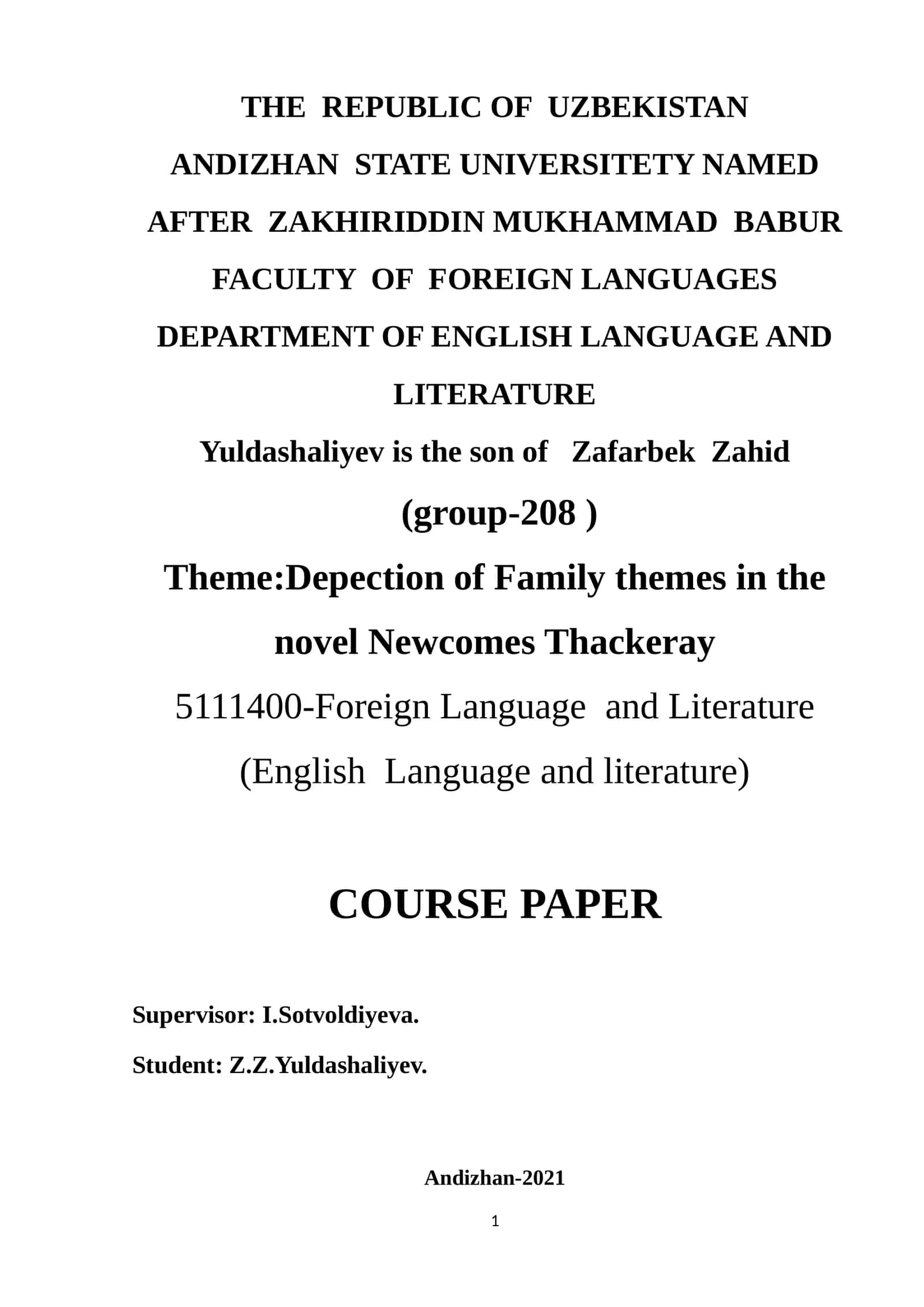 Family Themes in English Literature 1