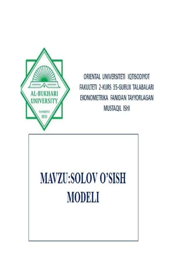 Modellarning iqtisodiy o'sishi 1