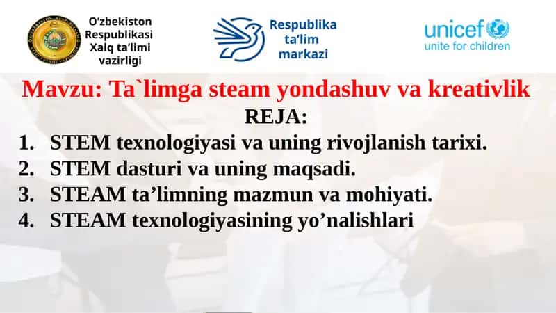 Ta`lim ga steamiyo ndashuv va kreativlik 1