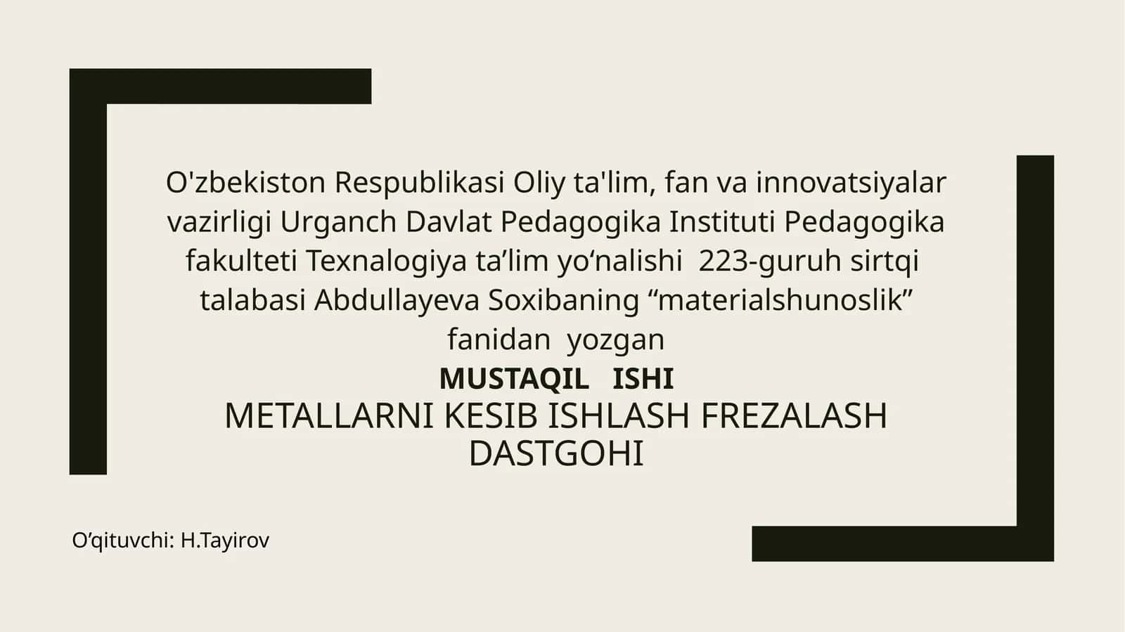 Metallarni kesib ishlash frezalash dastgohi 1