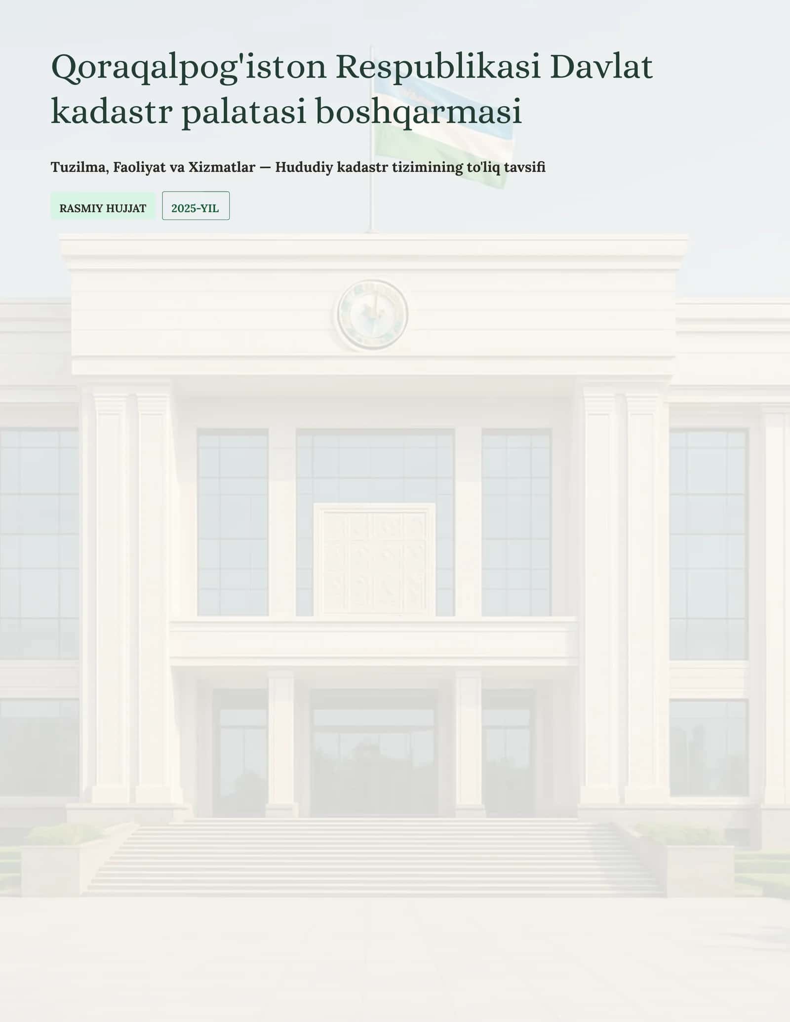 Qoraqalpog'iston Respublikasi Davlat kadastr palatasi boshqarmasi 1